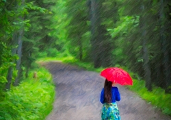 The Lady with the Red Umbrella